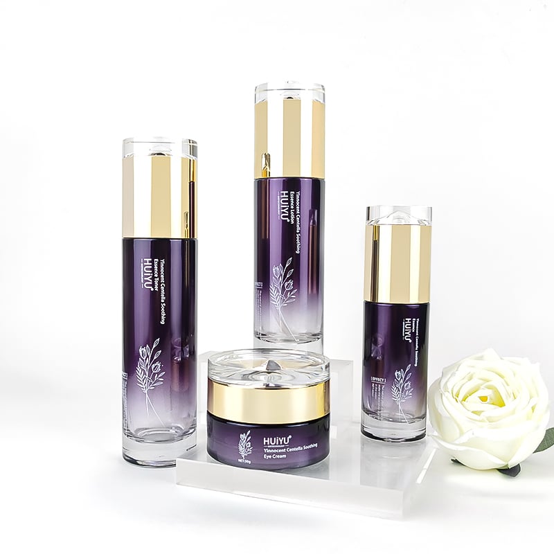 Cosmetic Bottle Manufacturers 5pcs Purple cosmetic glass bottle set HY-2462