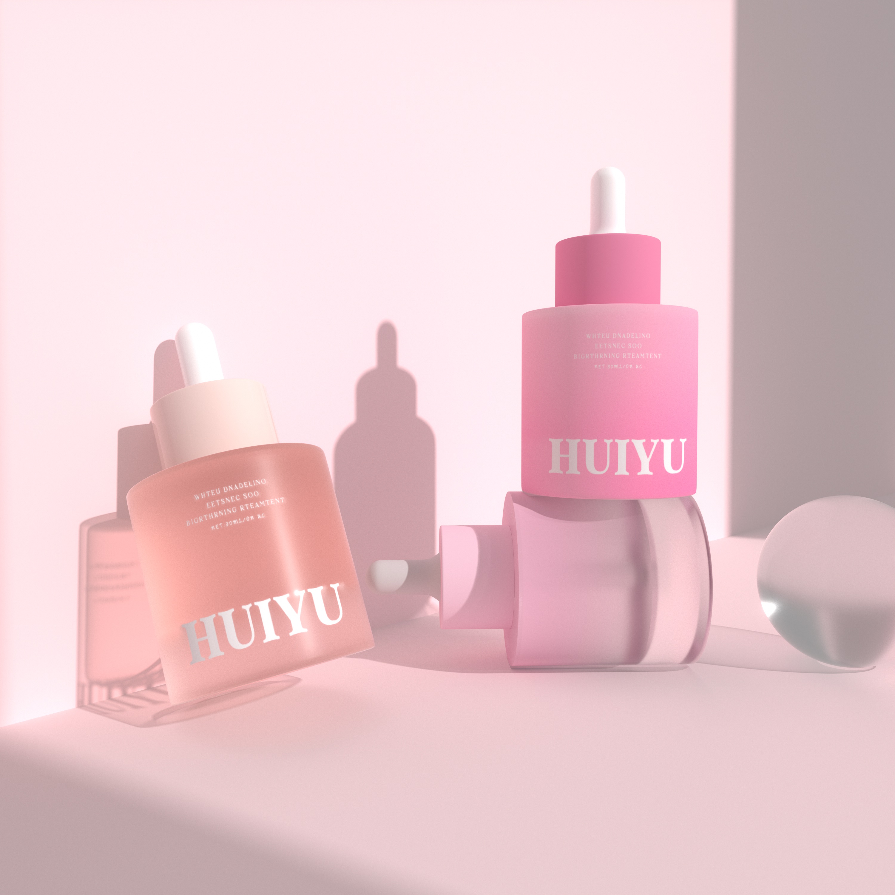 30ml Pink Premium Glass Skin Care Dropper Bottles