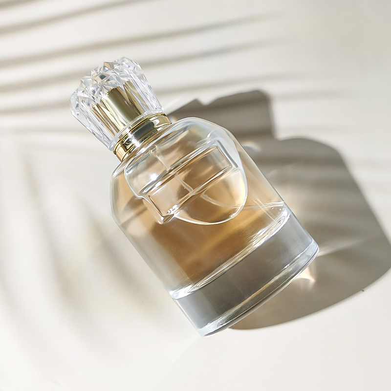 カスタム 高品質 ファッションシリンダー 豪華 100ml ラウンド ガラス香水ボトル アクリルキャップ付き