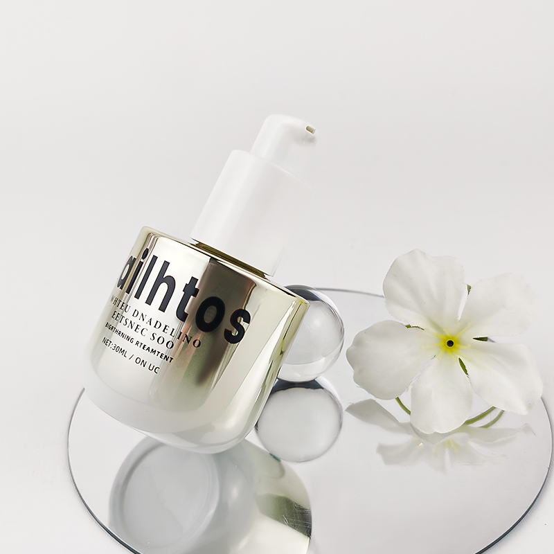Gold plating luxury glass cosmetic packaging set 100ml 50ml lotion pump bottle sets HY-2458