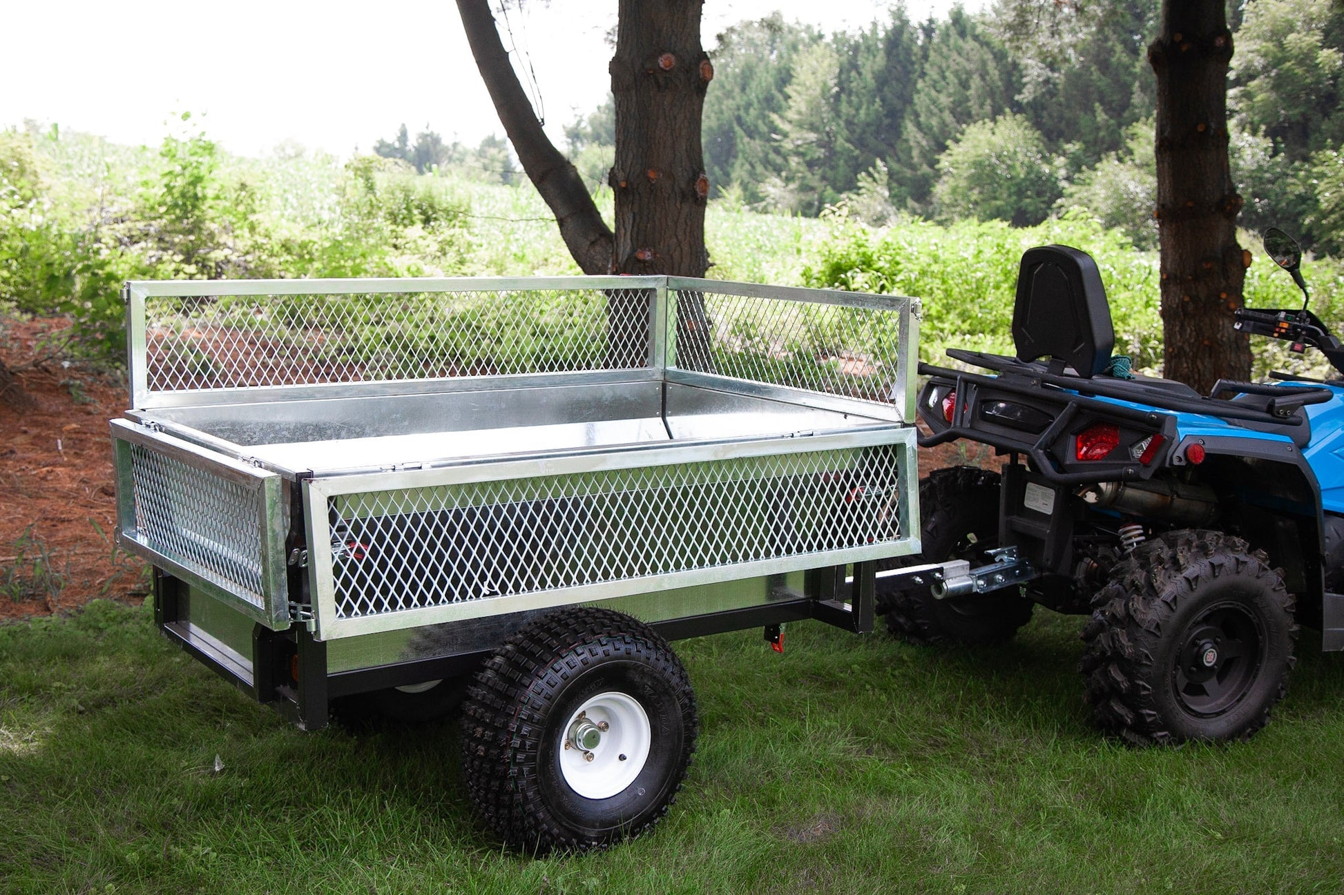 atv firewood trailer with fence garden tip metal box trailer-4