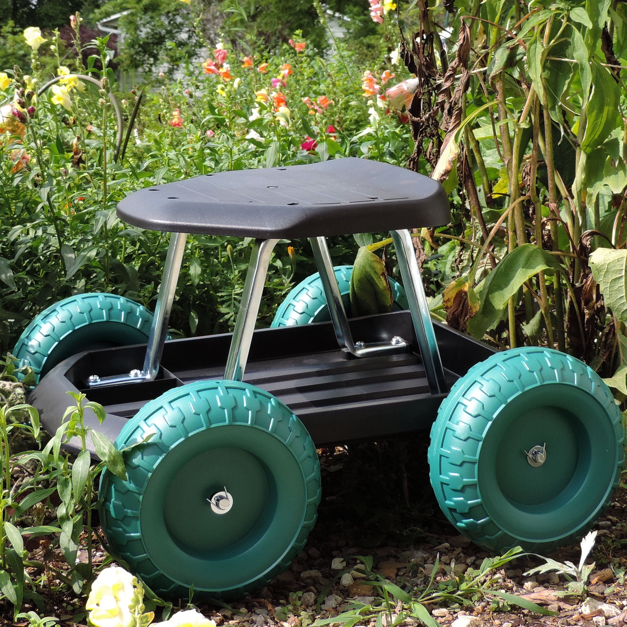Outdoor Portable Garden Lightweight Plastic Rolling Seat Work Cart
