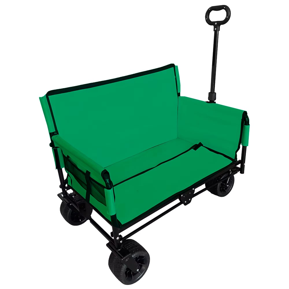 2-in-1 Customizable Portable Camping Folding Wagon Cart OEM Sofa Seat Foldable Trolley Cart Collapsible Outdoor Utility Cart