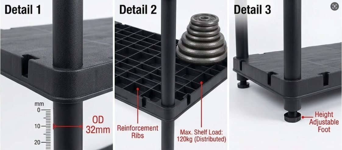 5 shelf adjustable boltless heavy duty plastic racking shelves -0