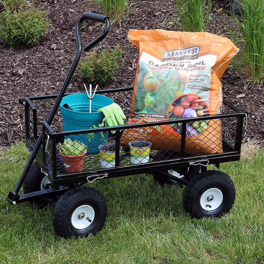 Utility Outdoor Yard Lawn Garden Metal Mesh Cart