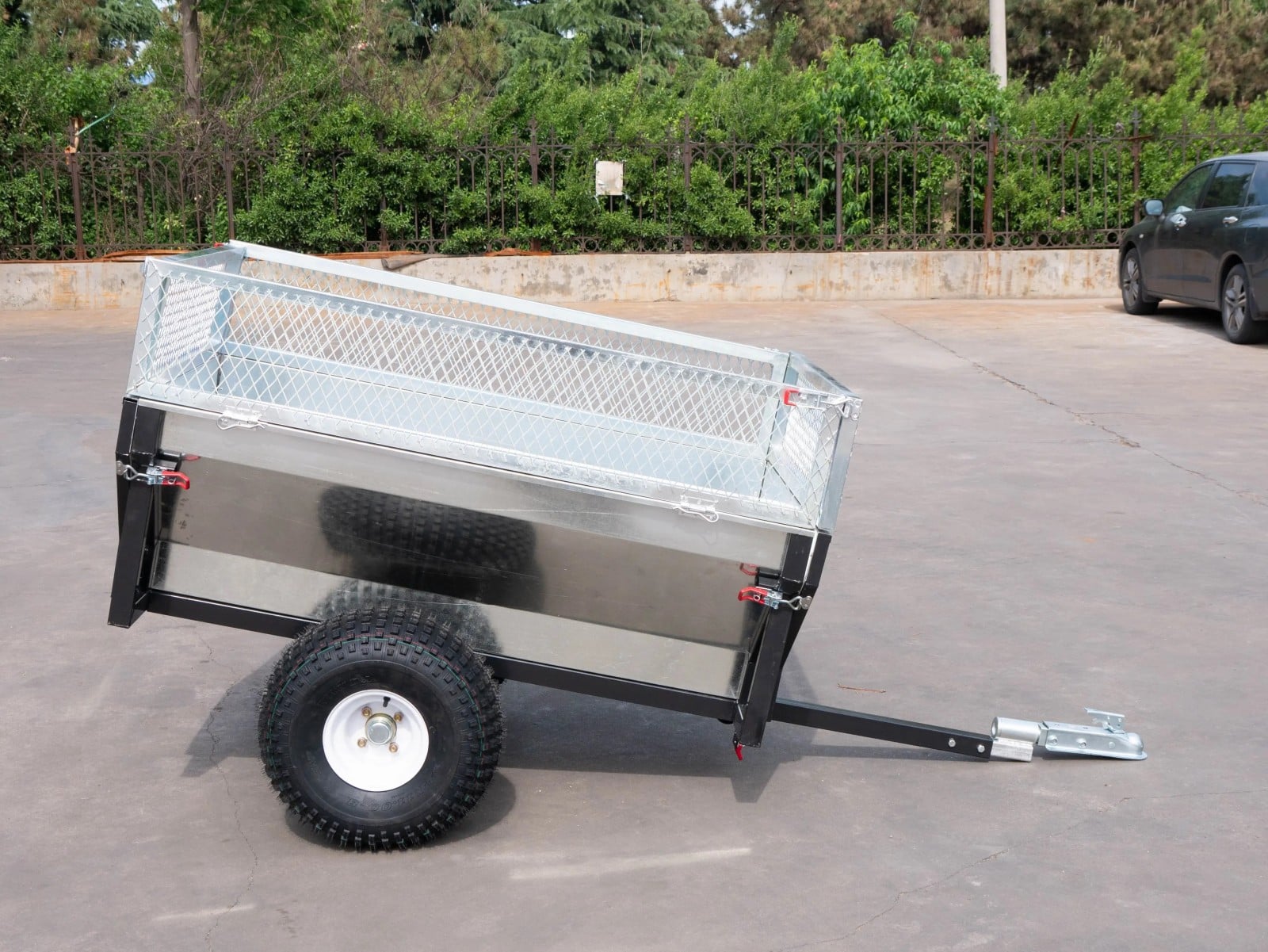 atv firewood trailer with fence garden tip metal box trailer-0