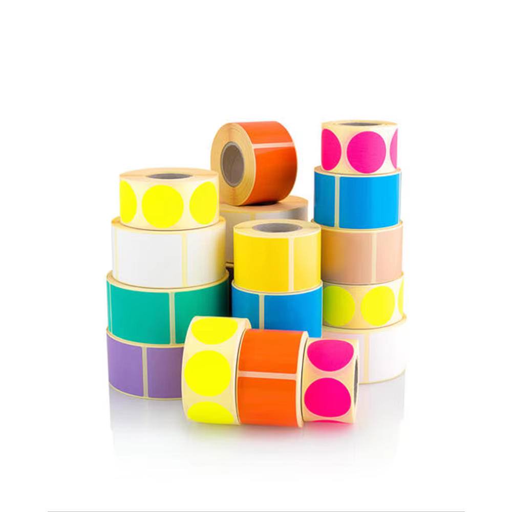 4x4 Colored Direct Thermal Shipping Labels 102x102mm Adhesive Barcode Stickers Thermal Label Paper for Waybill for Promotions supplier