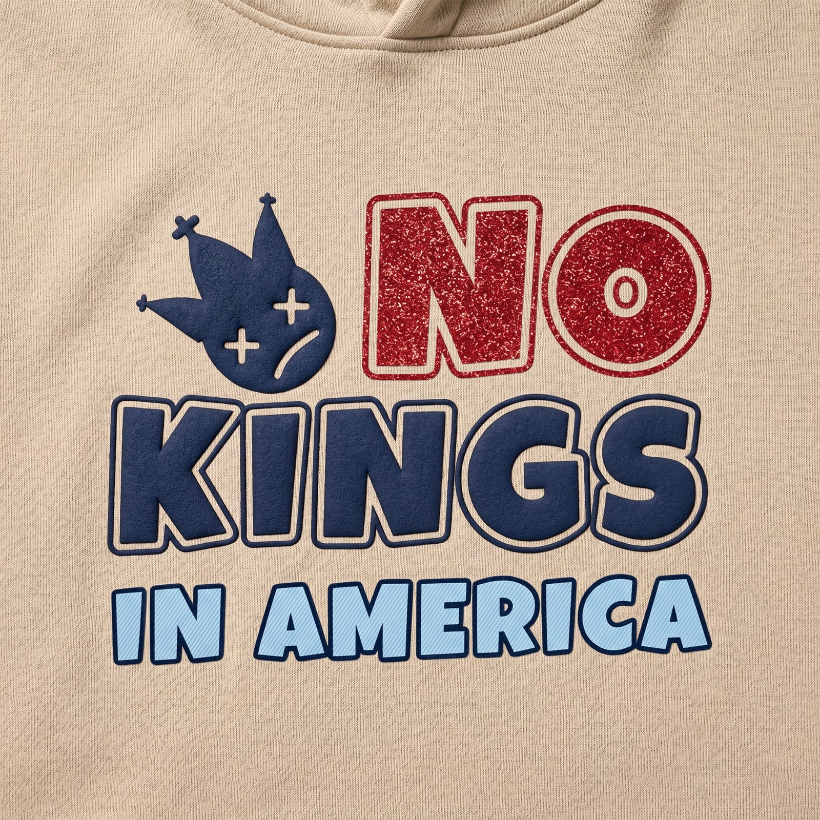No Kings In America Streetwear Heat Transfer - Patriotic Anti-Monarchy Iron-on Decal for Hoodies, Denim Jackets - Premium DTF Vinyl Sticker with Glitter & Matte Texture - DIY Rebel Fashion Patch - 1776 Spirit Decor - Durable