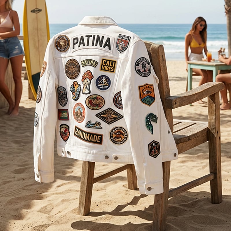 Cali Vibes California Surf Lifestyle Embroidered Patch Collection - Vintage Patina & Handmade DIY Iron-on Set for Denim Jackets, Backpacks, Vests - Retro Beach Culture Appliques - High-Density Premium Thread - Durable & Washable DIY Fashion Decor