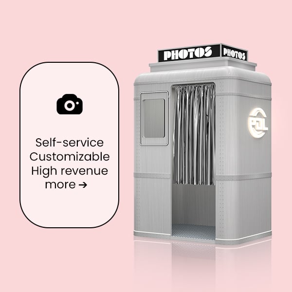 PDL Self-Service Instant Print Photo Booth Kiosk with Printer and Camera Brown Photo Booth Room