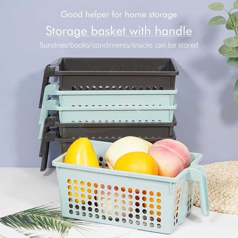 ITEM NO.351-1 Factory ODM OEM Multi-function Household Sundries Organizer Plastic Hollow Drain Basket Storage Basket with Handle