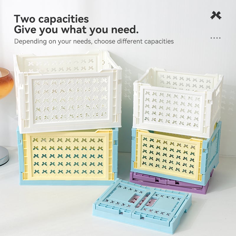 ITEM NO.7022 NEW ARRIVAL GRS Factory Small Size Foldable Storage Basket Plastic Office Desktop Organizer Collapsible Storage Basket Crates