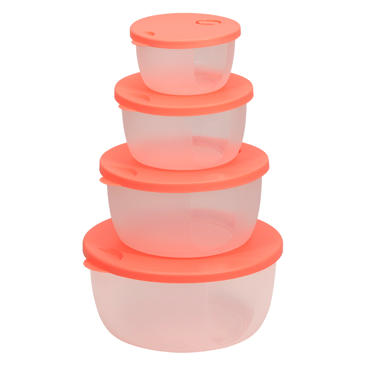 ITEM NO.3228(1-4) Factory 4 Piece Set PP Material Airtight Circular Food Storage Containers Microwave Safe Keep Fresh Box for Refrigerator Crisher