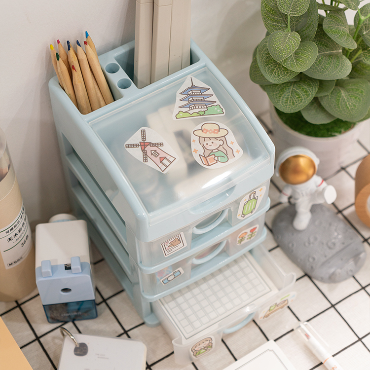 Maximize your space with stackable transparent storage boxes.