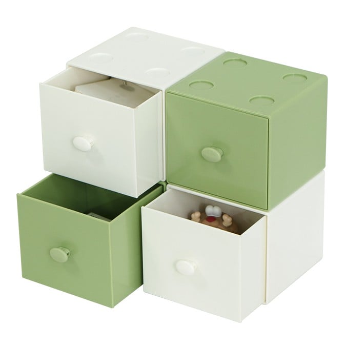 ITEM NO.5018 Desktop Building Blocks PS Plastic Square Stackable Storage Box Free Combination Cosmetic Sundries Storage Box
