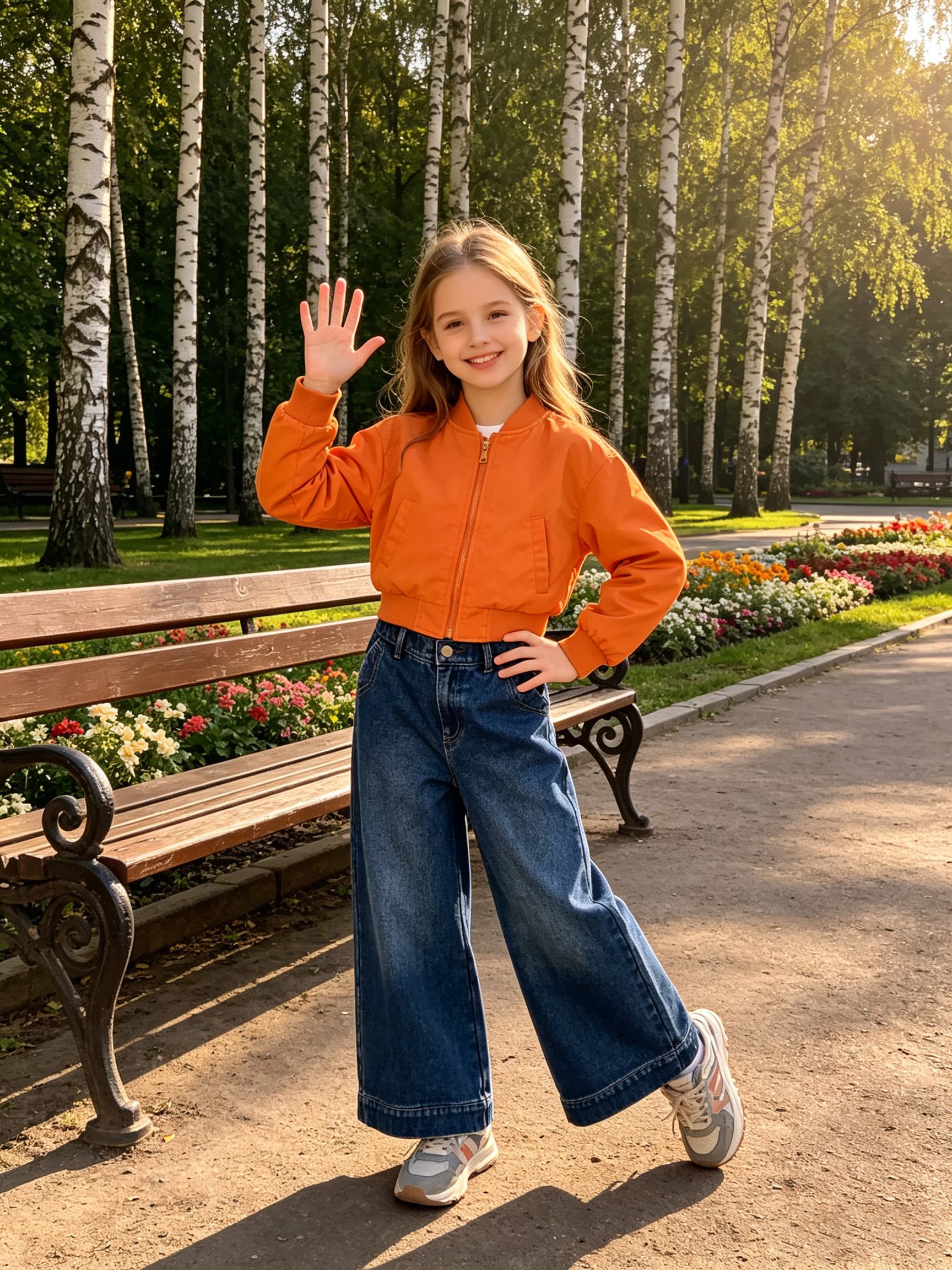 Inspired Street Vibe, Girls’ Summer Low‑Rise Washed 100%‑Cotton Baggy Wide‑Leg Jeans
