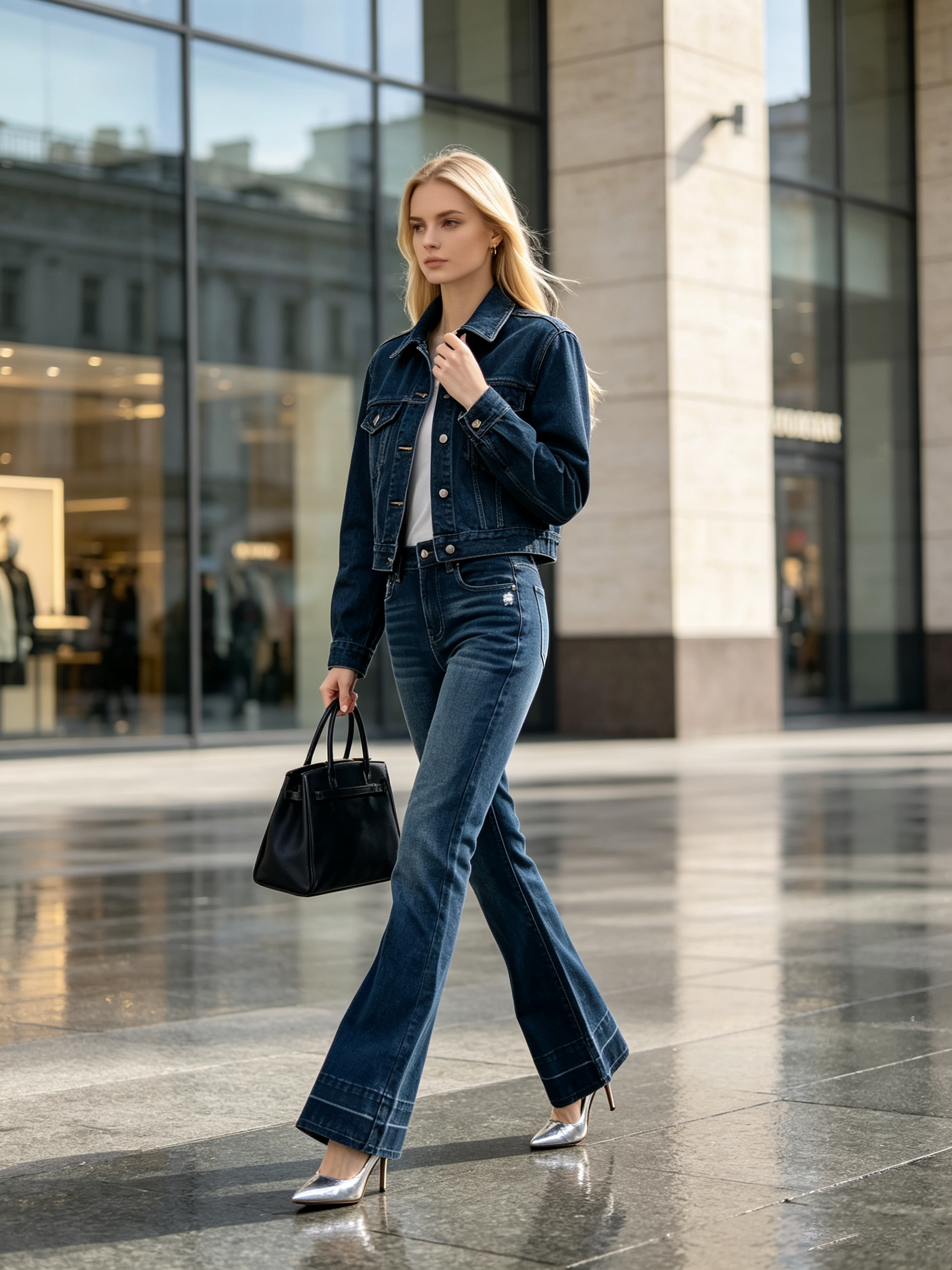 Retro‑Inspired Vibe, Women’s High‑Waist Stretch Skinny‑Flare Casual Denim Jeans