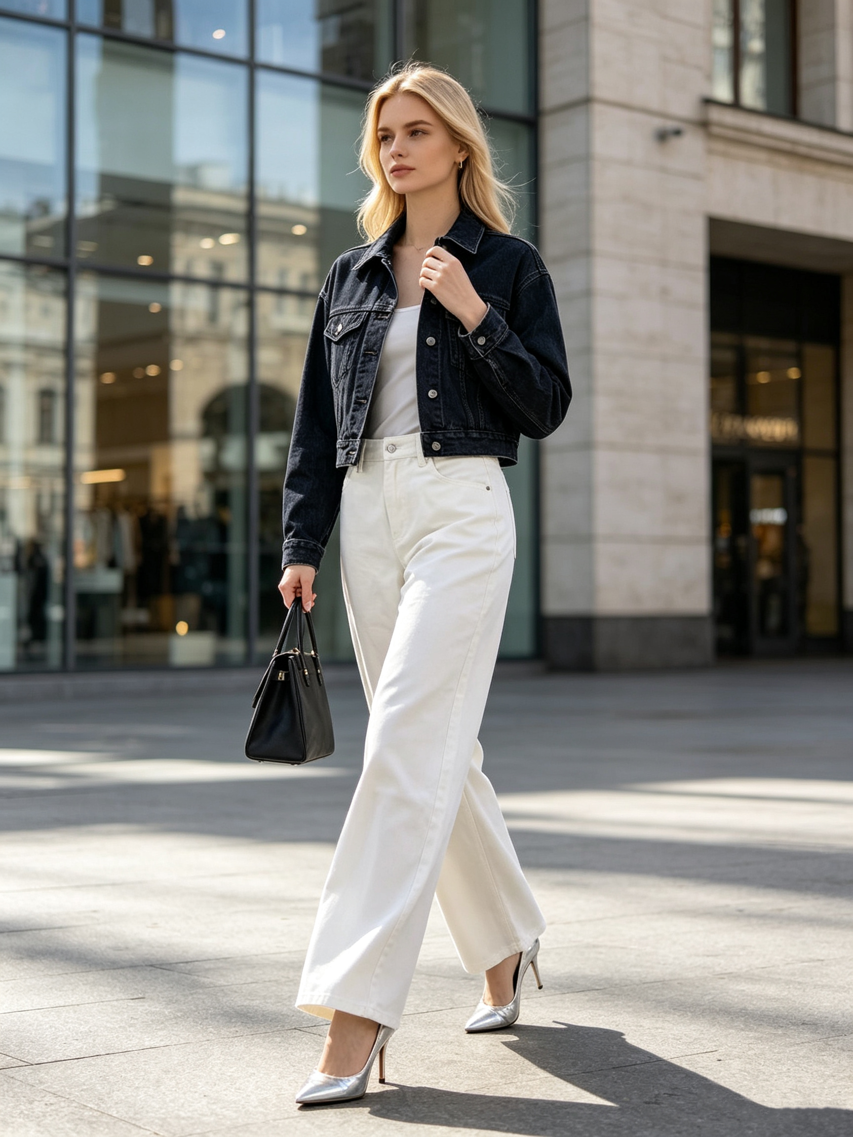Soft Minimalist Vibe, Women’s Off‑White Stone‑Washed Mid‑Rise Barrel Wide‑Leg Jeans