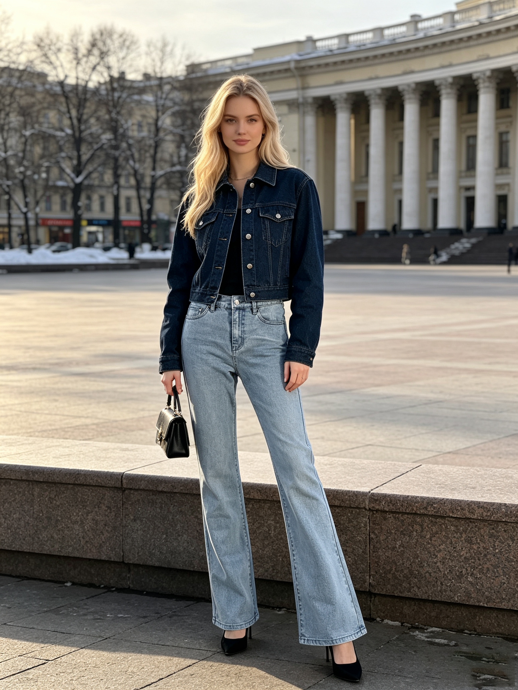Minimal Daily‑Wear Vibe, Women’s Light‑Wash High‑Waist Stretch Micro‑Flare Straight‑Leg Casual Jeans