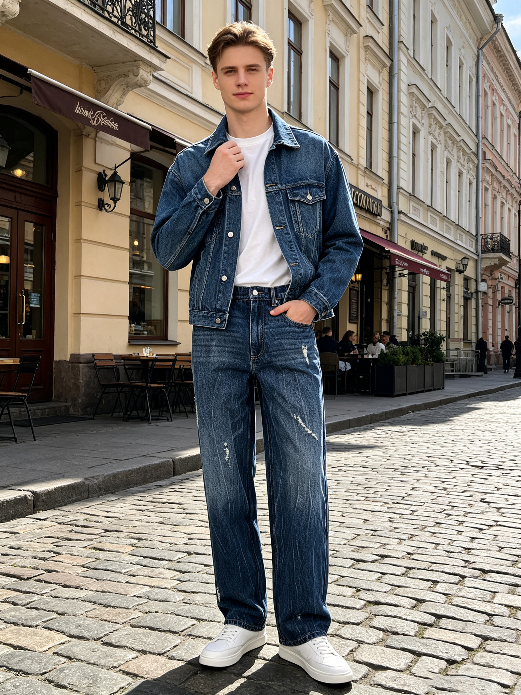 Y2K Street‑Vibe, Men’s Vintage‑Wash Baggy Wide‑Leg Denim Jeans