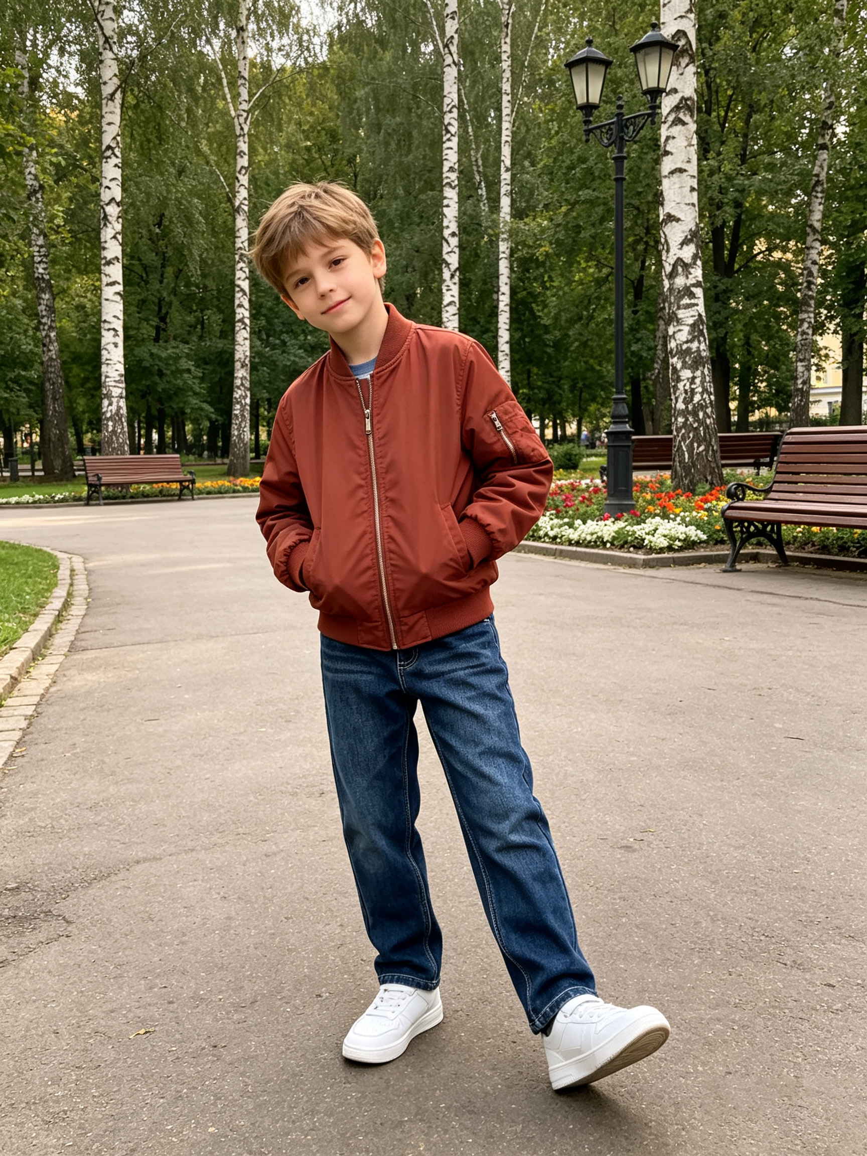 Fresh Youth‑Filled Vibe, Boys’ Light‑Blue Garment‑Dyed Cotton Straight‑Leg Casual Jeans