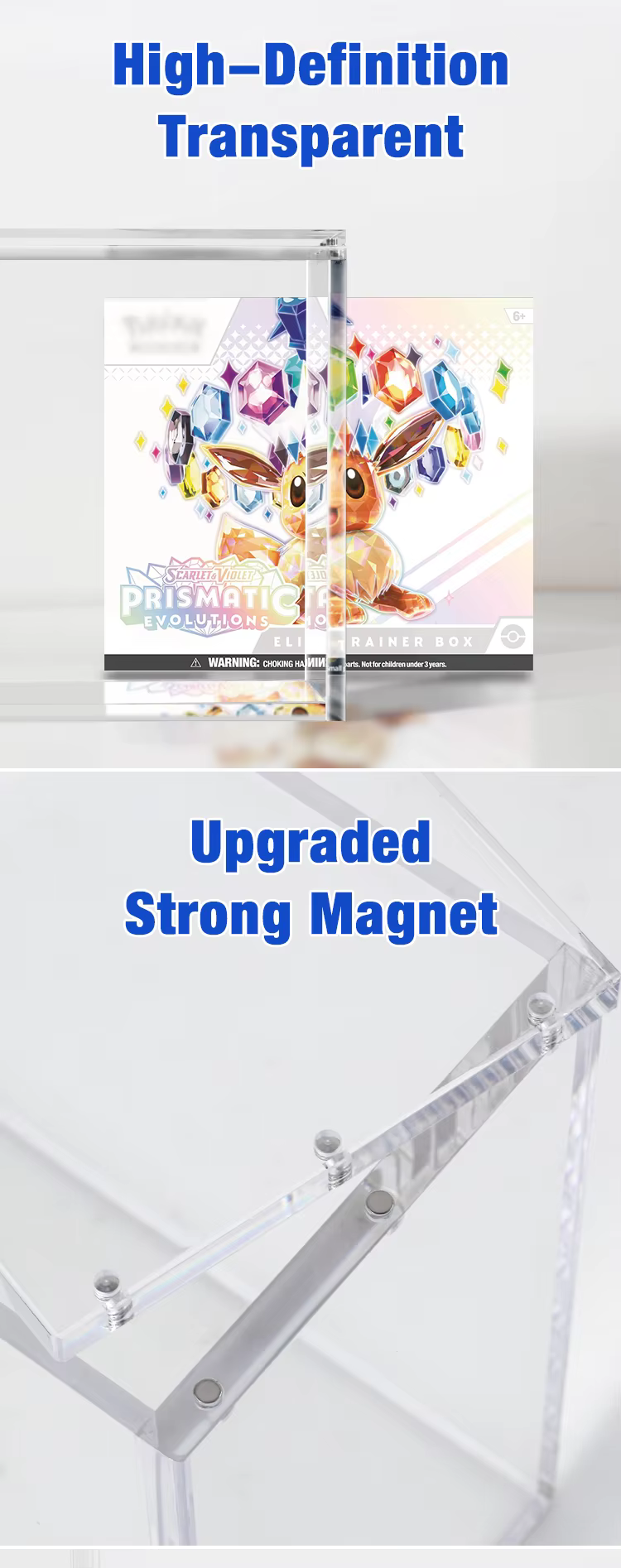 product custom 99 uv resistant acrylic etb case pokemon elite trainer box display booster box protective storage magnetic lid holder-1