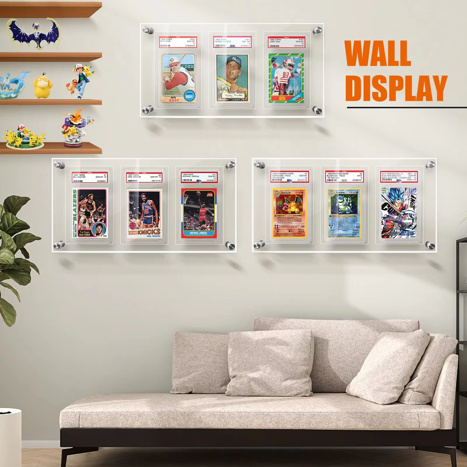 product trading card frame psa trading card display acrylic frame for wall psa holder graded sports card display clear-4