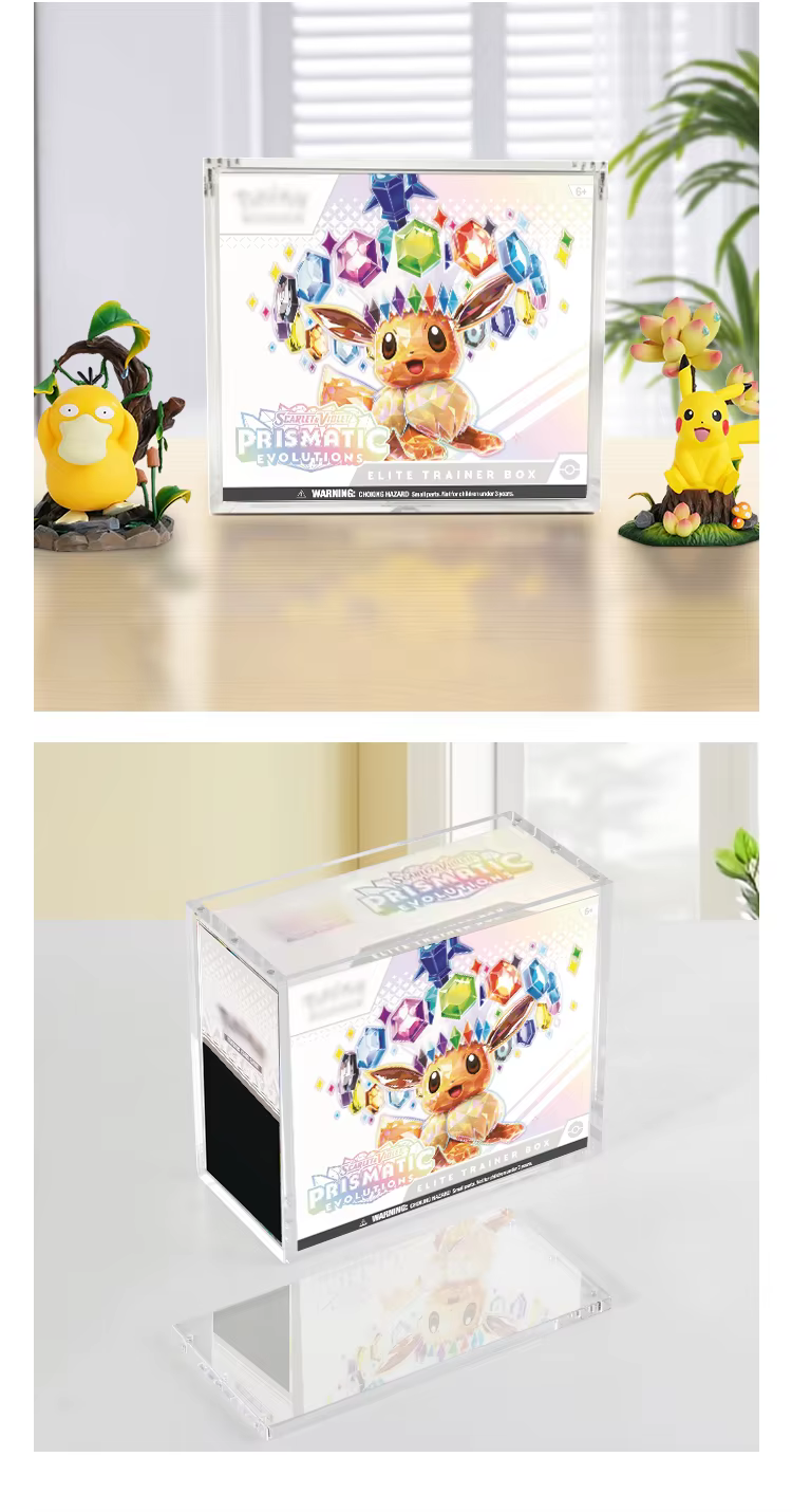 product custom 99 uv resistant acrylic etb case pokemon elite trainer box display booster box protective storage magnetic lid holder-4