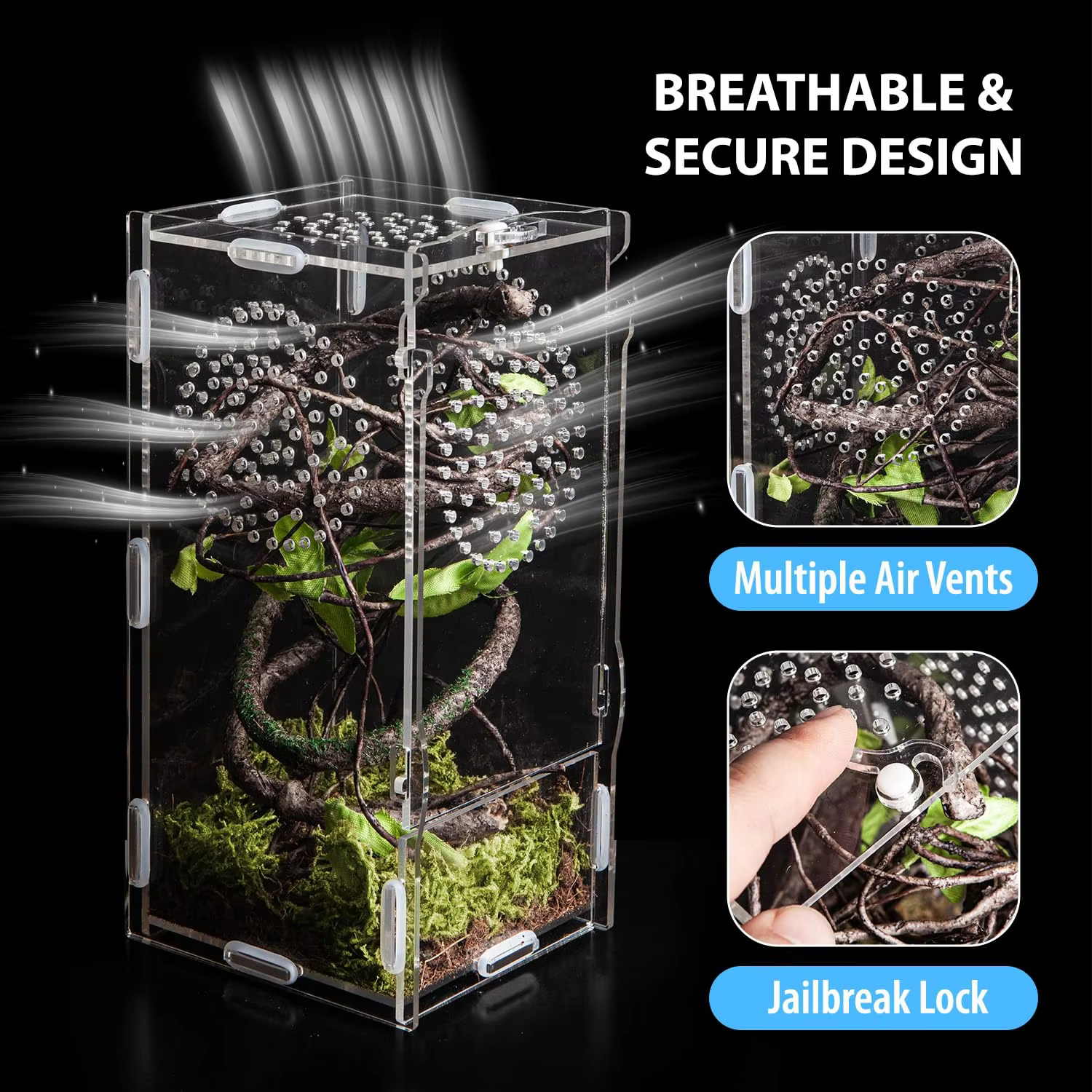 product jumping spider enclosure acrylic praying mantis habitat insect terrarium small reptile cage accessories with secure lock-4