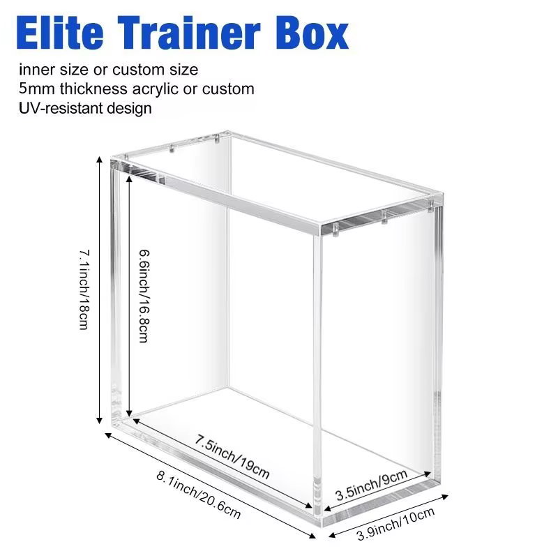 product custom 99 uv resistant acrylic etb case pokemon elite trainer box display booster box protective storage magnetic lid holder-6