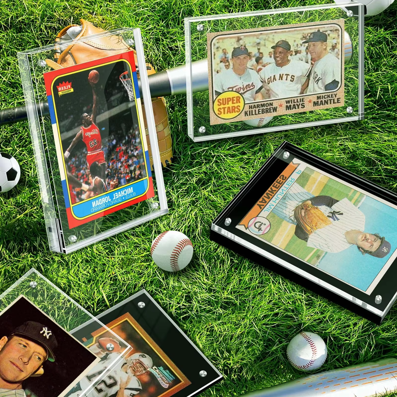 product modern acrylic card frame eco friendly magnetic trading card display frames clear desktop display-6