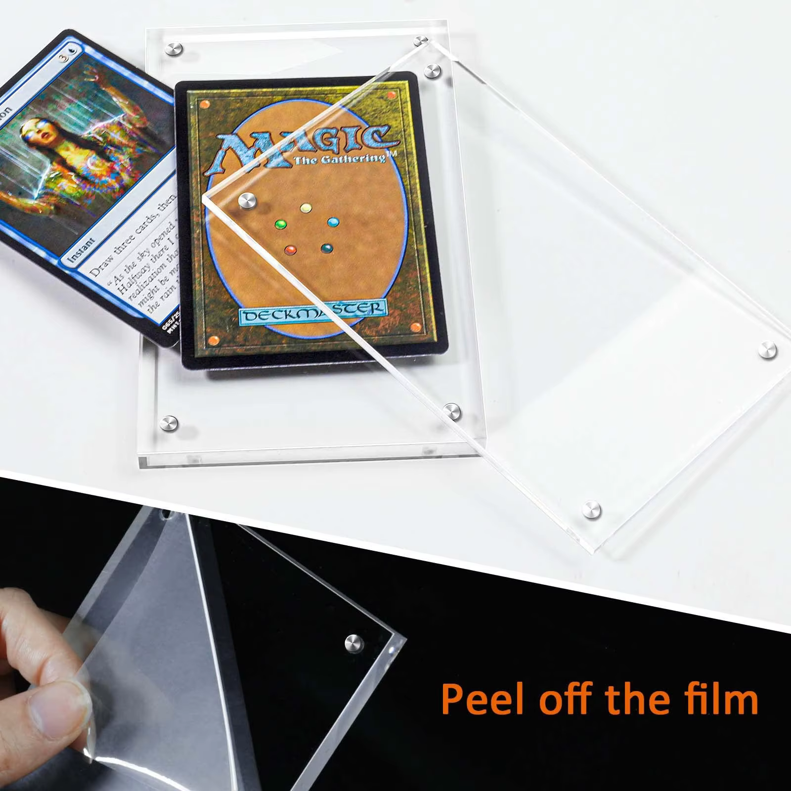 product modern acrylic card frame eco friendly magnetic trading card display frames clear desktop display-2