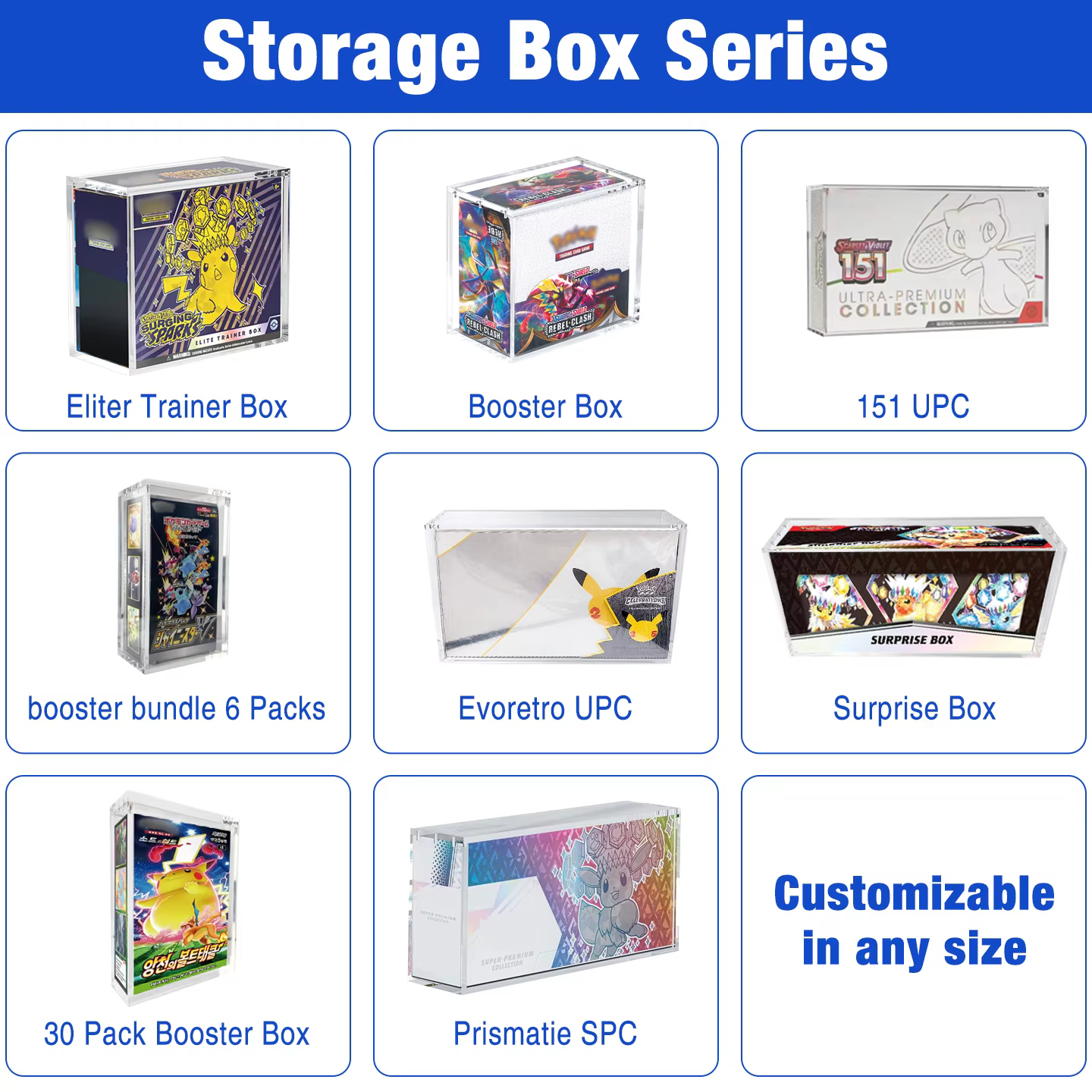 product strong magnet acrylic elite trainer box booster case pokemon collection protection display etb acrylic case with magnetic lid-6