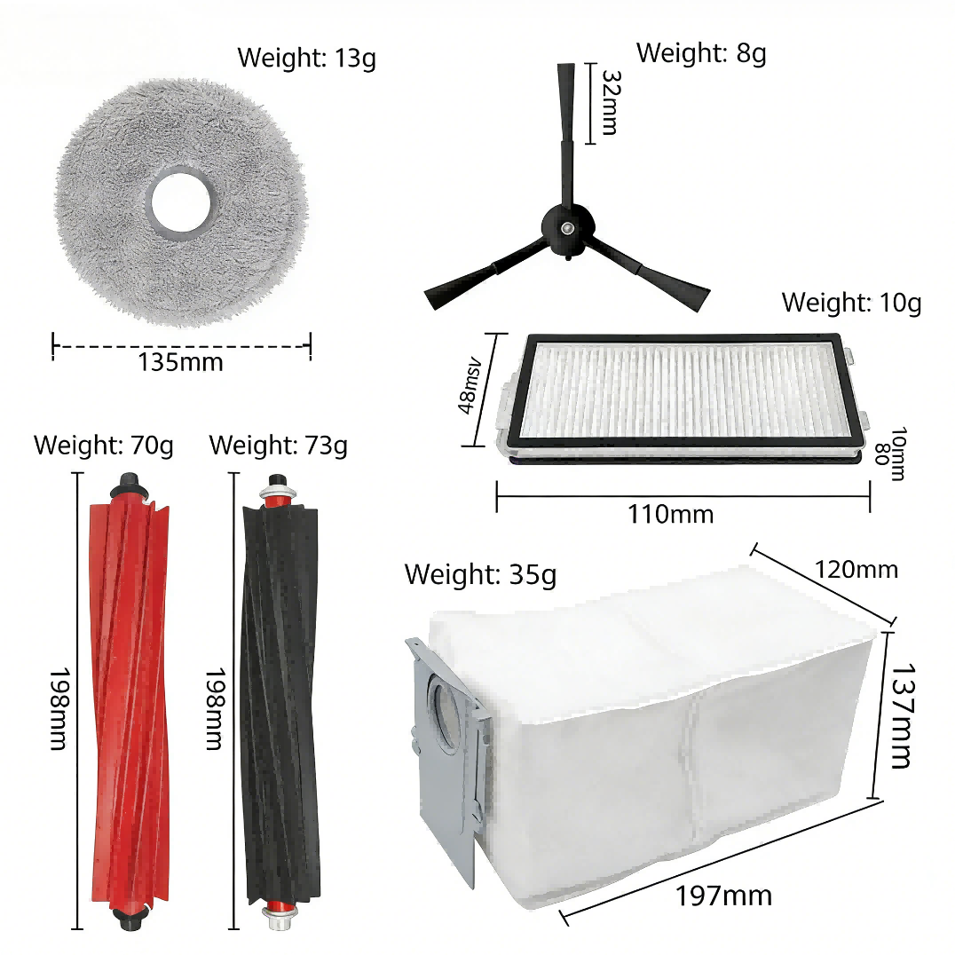 Suitable for Stone V20/P10S PRO Sweeping Robot Replacement Accessories Roller Brush Edge Brush Filter Cloth Dust Bag