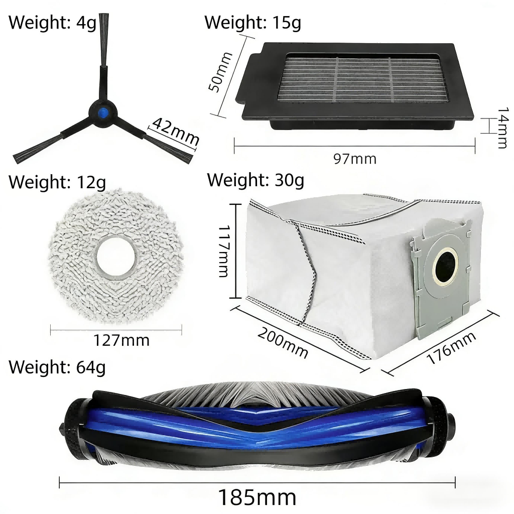 Suitable for Cobos T50pro Sweeping Robot Consumables Accessories Filter Mask Main Rolling Edge Brush Filter Mask