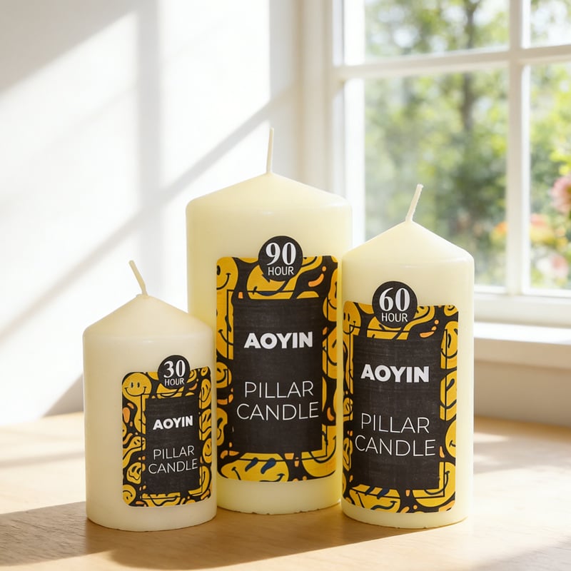 classic white paraffin smokeless candle for church