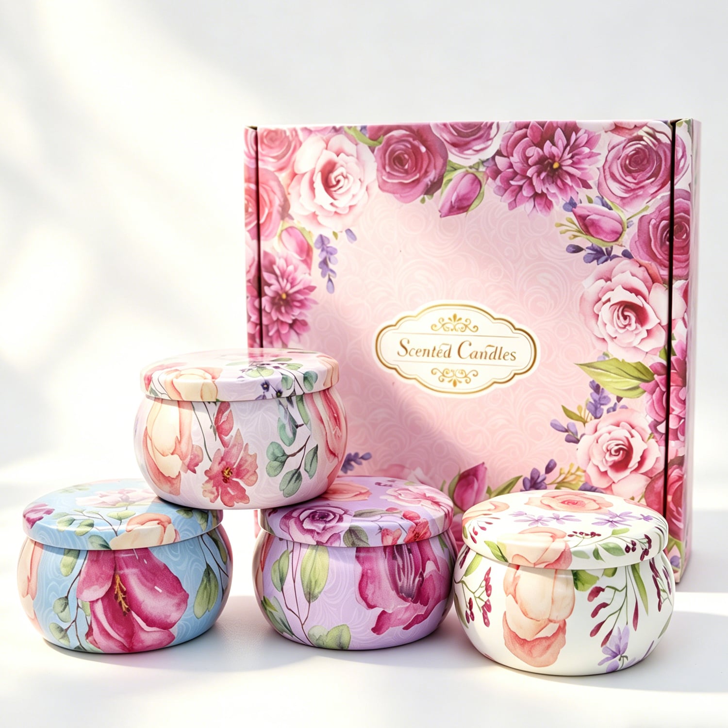 4pcs Scented Tin Candle Soy Wax Candle for Women Gift