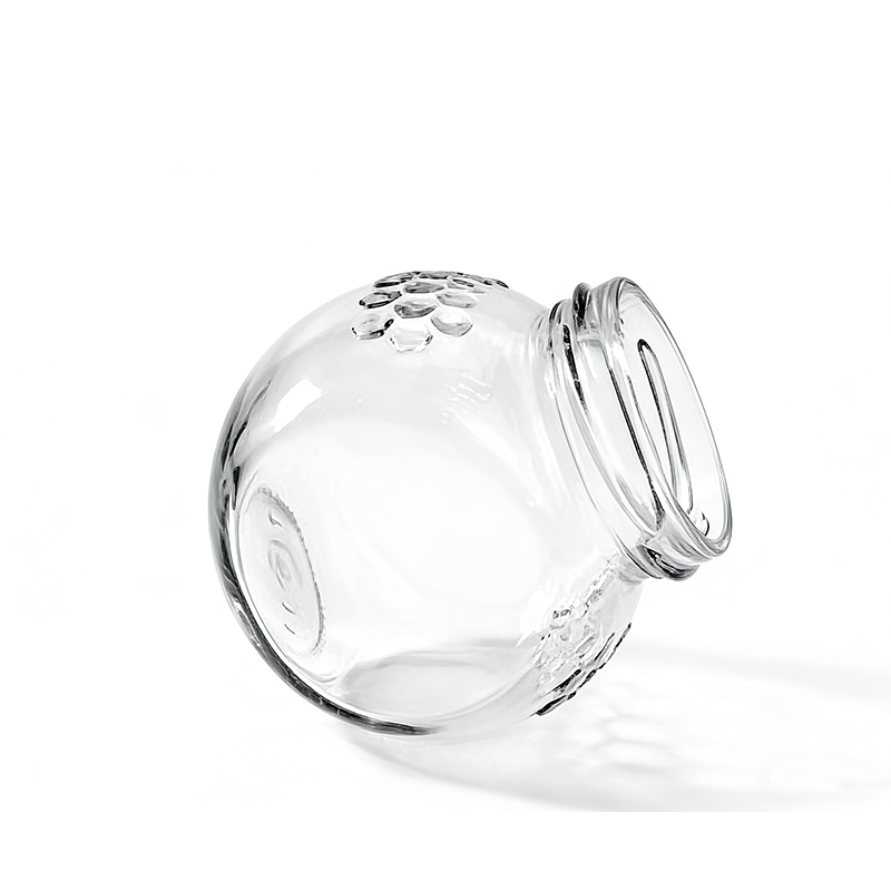 OEM 200ml Clear Flat Drum Shape Food Storage Glass Jar Candy Jar Spices Jar With Lid