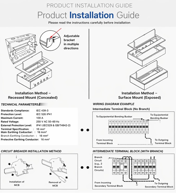 150-75-50 Small Equipotential Bonding Terminal Box (Iron)