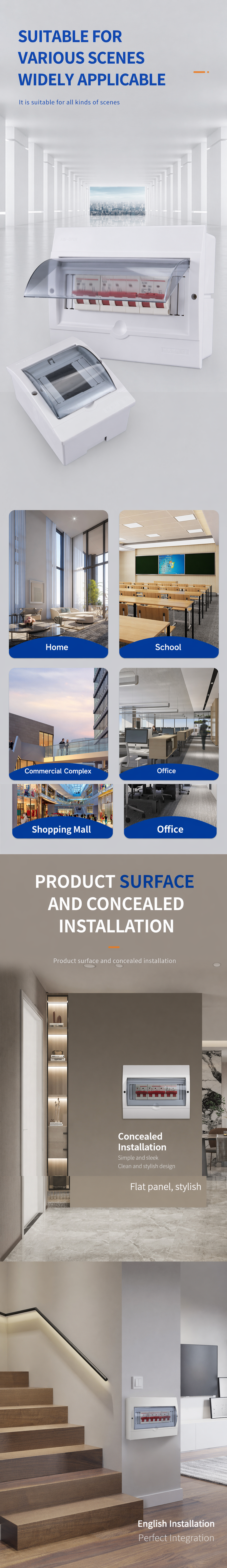 AM Series All-Plastic Lighting Distribution Box, Universal for Surface & Flush Mount