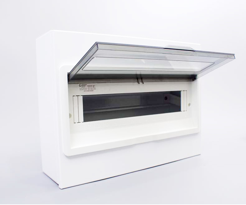 Distribution box with open cover