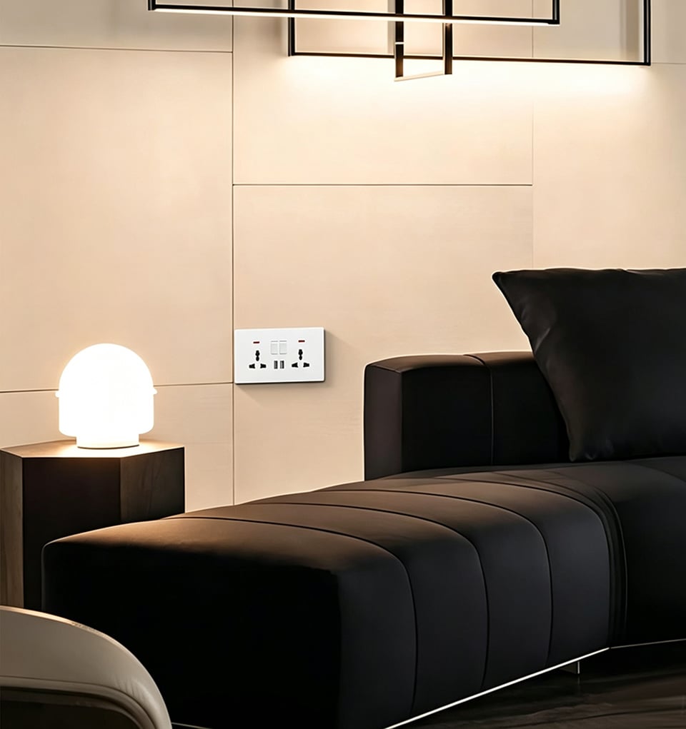Wall switch socket in modern living room