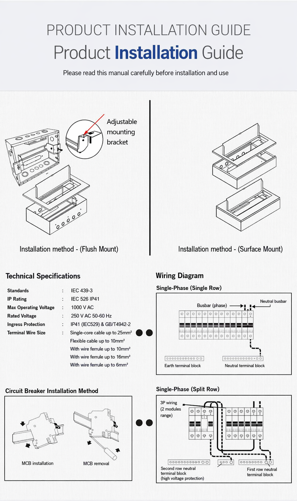 DMT Semi-plastic Lighting Distribution Box, flush Mount