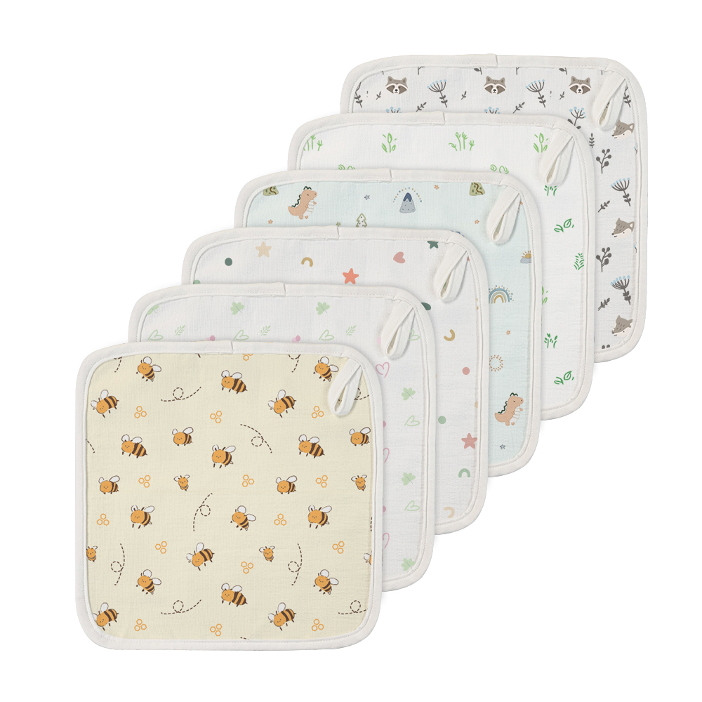 Bamboo Cotton Baby Washcloths Soft Printed Bath Wash Cloths Newborn to Toddler Towels
