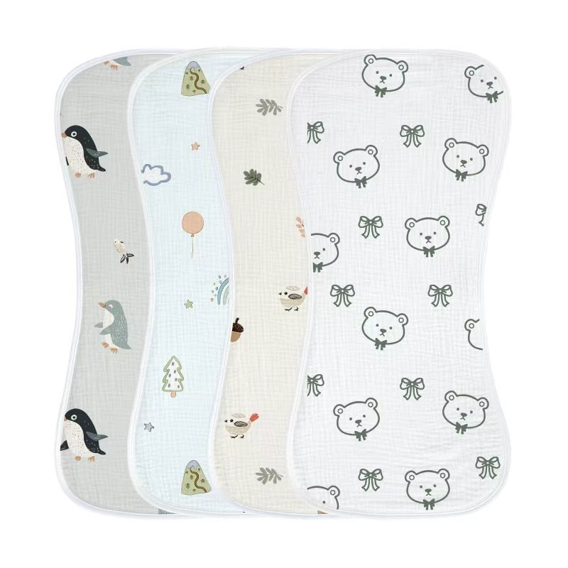 Baby Muslin Burp Cloths Natural Color Extra Thick Large 100% Cotton 3 Layers Baby Burp Cloths Set