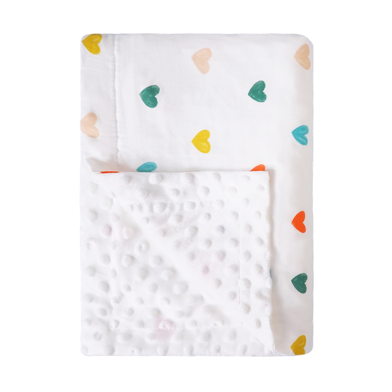 Baby Blankets for Unisex Boys Girls Super Soft Nursery Minky Blankets with Cotton and Dotted Fleece Printed Newborn Baby Throw Blankets