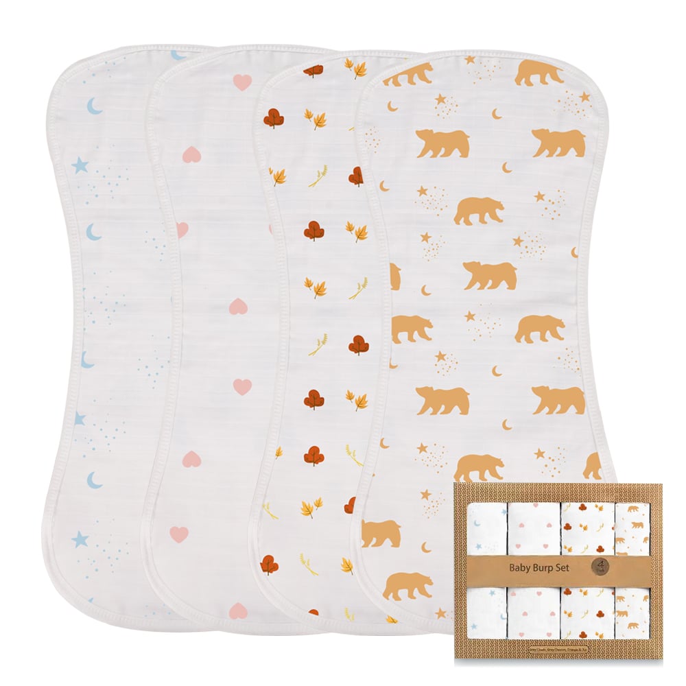 Muslin Burp Cloths 8-Layers Bamboo Cotton Muslin Super Soft Spit Up Rags for Newborn Baby