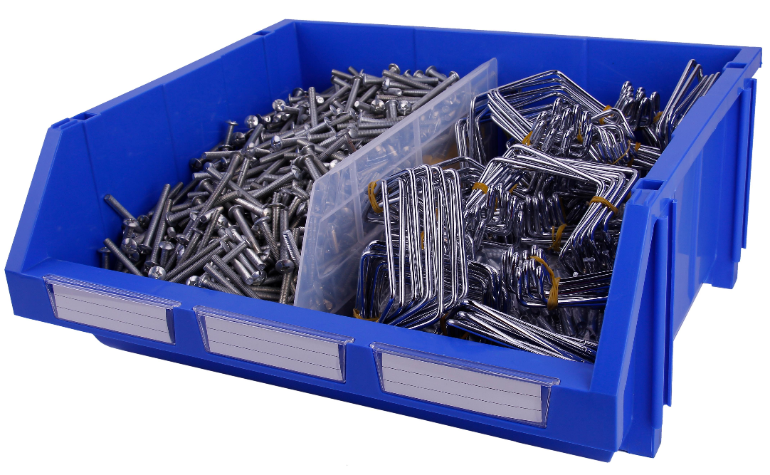 How do plastic stackable storage bins make storage easier?