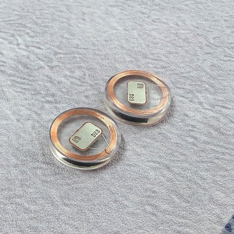 Tag Cakera RFID Mifare Desfire EV3 2K Gelung Tembaga PVC Lutsinar Saiz Kecil