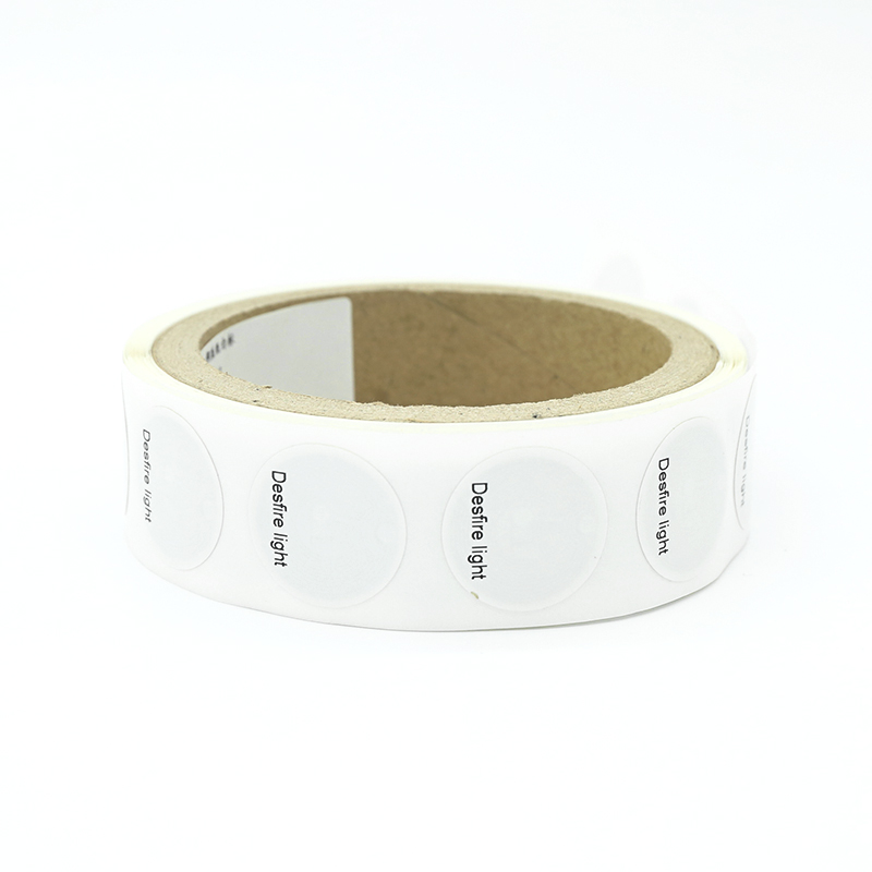 Custom 13.56mhz HF Desfire light 25mm round sticker rfid tags labels supplier wholesale